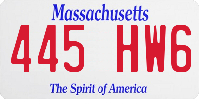 MA license plate 445HW6