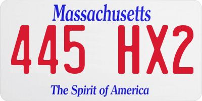 MA license plate 445HX2