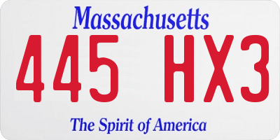 MA license plate 445HX3