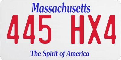 MA license plate 445HX4