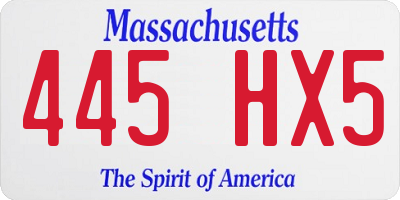 MA license plate 445HX5