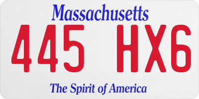 MA license plate 445HX6