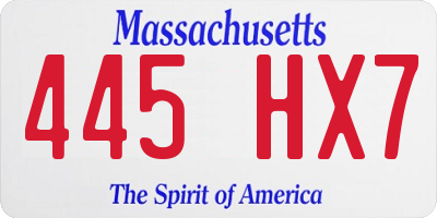MA license plate 445HX7