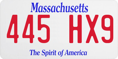 MA license plate 445HX9