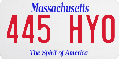 MA license plate 445HY0