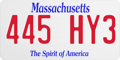 MA license plate 445HY3