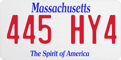 MA license plate 445HY4