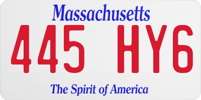MA license plate 445HY6