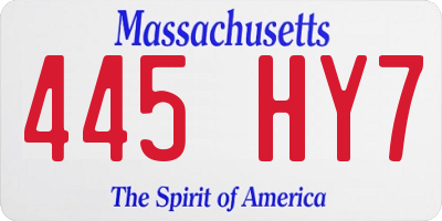 MA license plate 445HY7