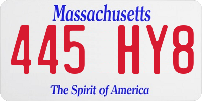 MA license plate 445HY8