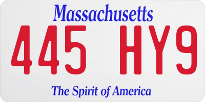 MA license plate 445HY9
