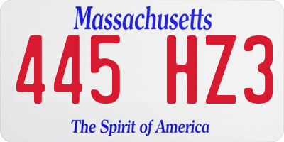 MA license plate 445HZ3