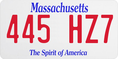 MA license plate 445HZ7
