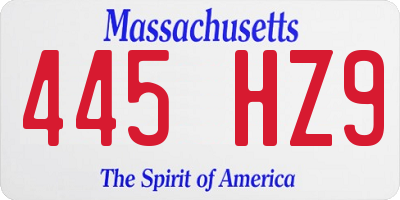 MA license plate 445HZ9