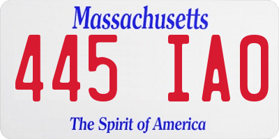 MA license plate 445IA0