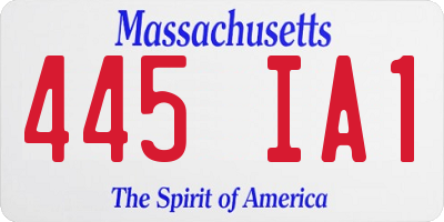 MA license plate 445IA1