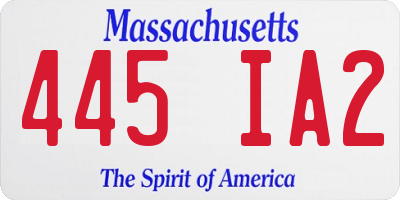 MA license plate 445IA2