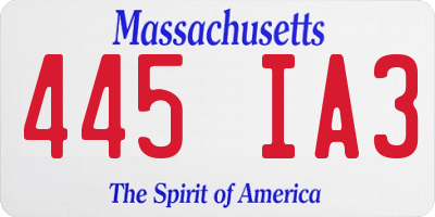 MA license plate 445IA3