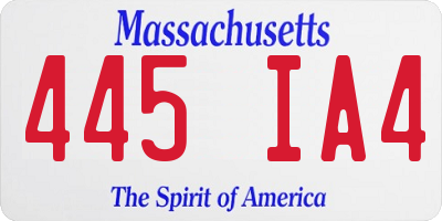 MA license plate 445IA4