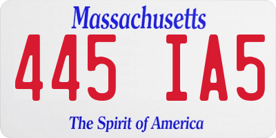 MA license plate 445IA5