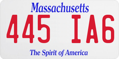 MA license plate 445IA6
