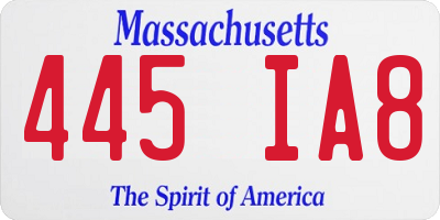 MA license plate 445IA8