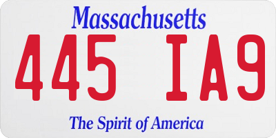 MA license plate 445IA9