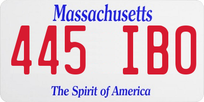 MA license plate 445IB0