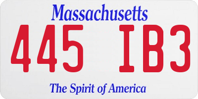 MA license plate 445IB3