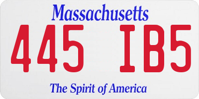 MA license plate 445IB5