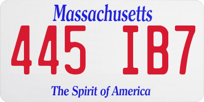 MA license plate 445IB7