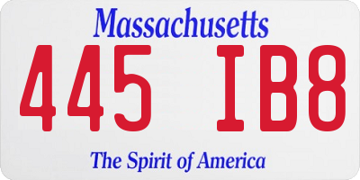 MA license plate 445IB8