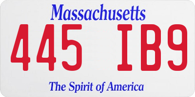MA license plate 445IB9