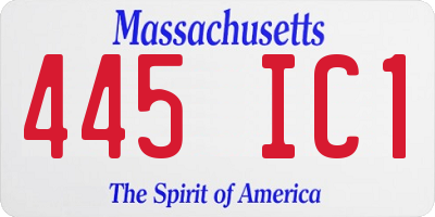 MA license plate 445IC1