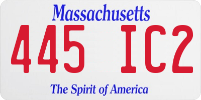 MA license plate 445IC2