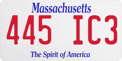 MA license plate 445IC3