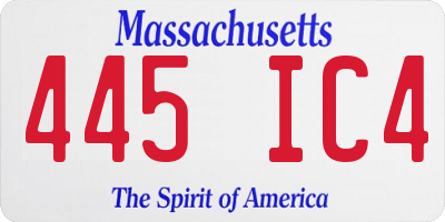 MA license plate 445IC4
