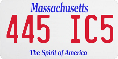 MA license plate 445IC5