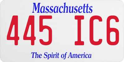 MA license plate 445IC6