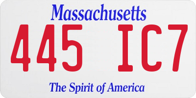 MA license plate 445IC7