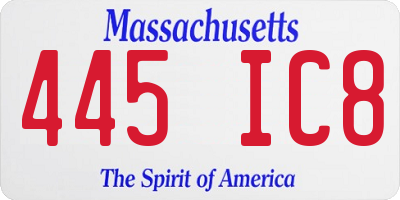 MA license plate 445IC8