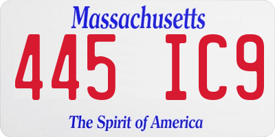 MA license plate 445IC9