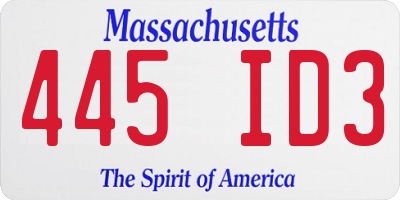 MA license plate 445ID3