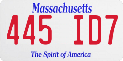 MA license plate 445ID7