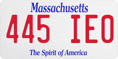 MA license plate 445IE0