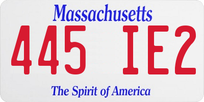 MA license plate 445IE2