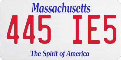 MA license plate 445IE5