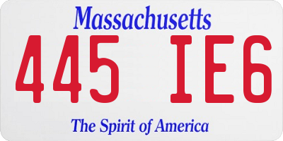 MA license plate 445IE6