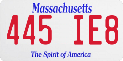 MA license plate 445IE8