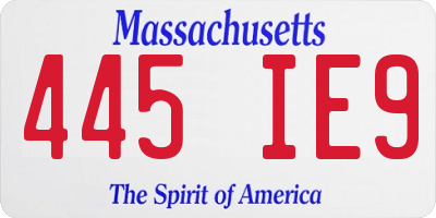 MA license plate 445IE9
